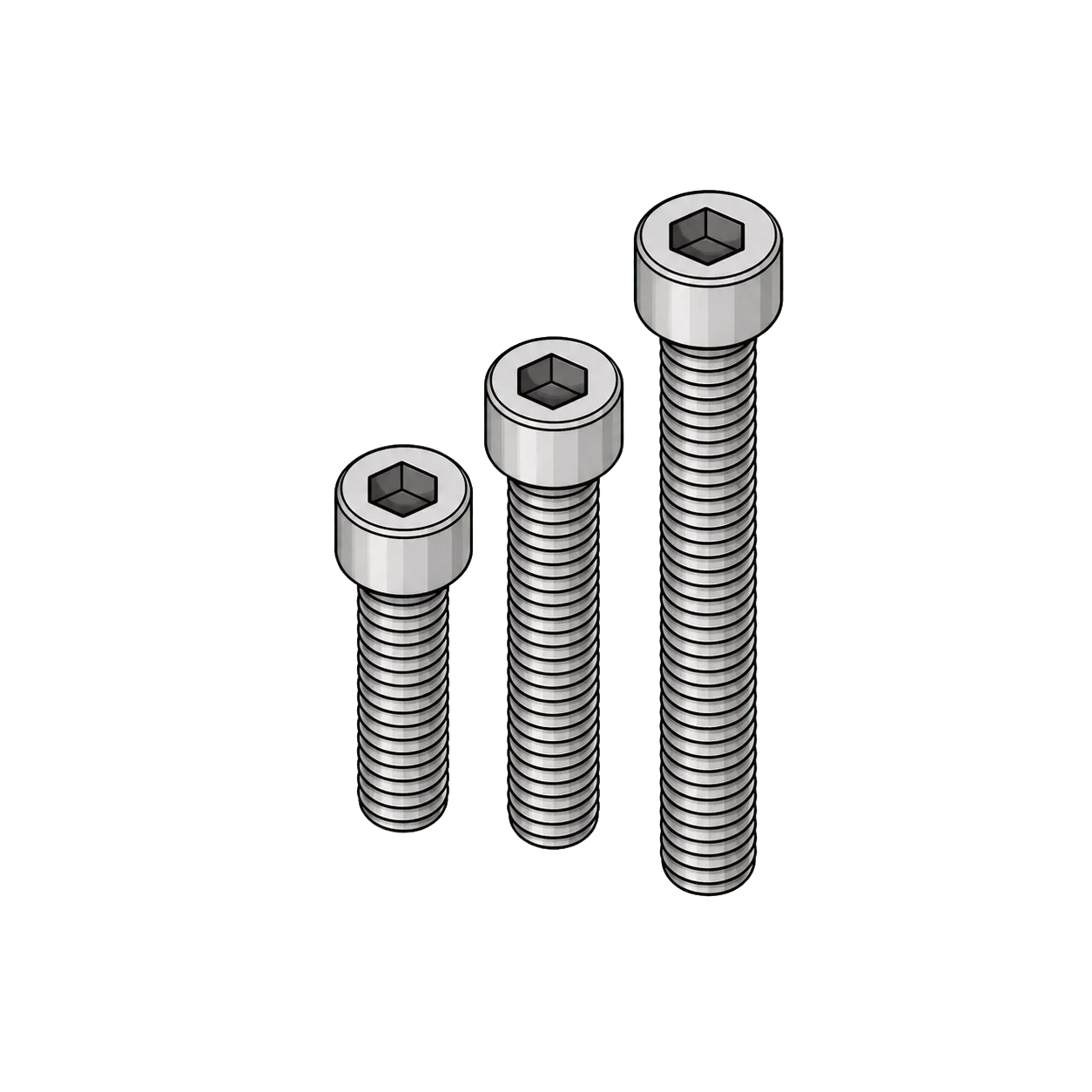 Technical line illustration of backup hex-socket screws