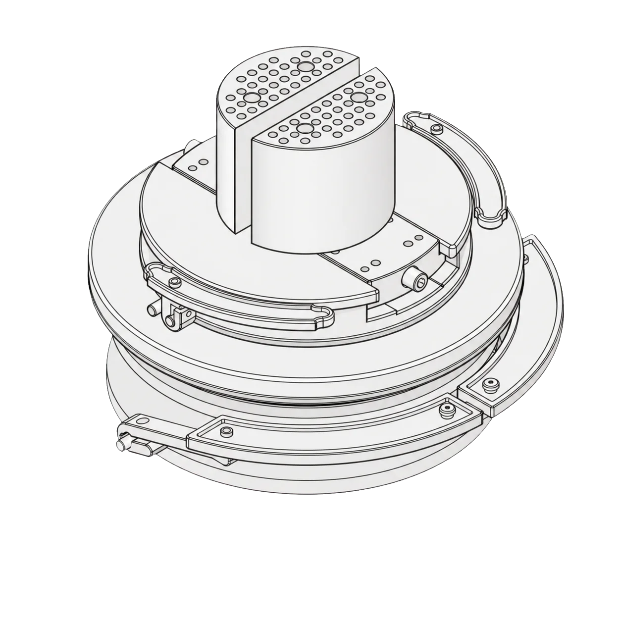 Five-axis tilting vise technical illustration