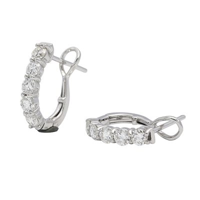 18K white gold diamond earrings, angle view