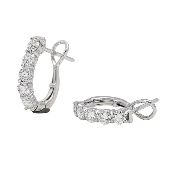 18K white gold diamond earrings, angle view