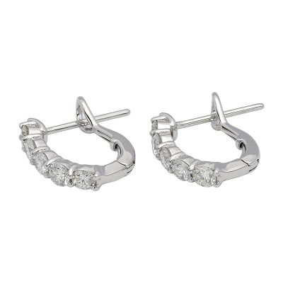 18K white gold diamond earrings, front view