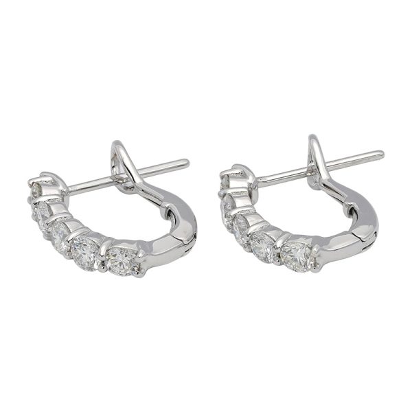 18K white gold diamond earrings, front view