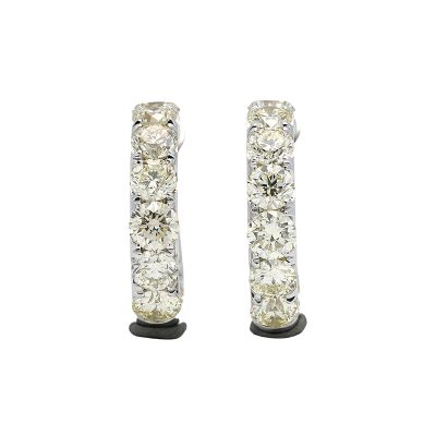 18K white gold diamond earrings, lifestyle view 18K white gold diamond earrings, lifestyle view