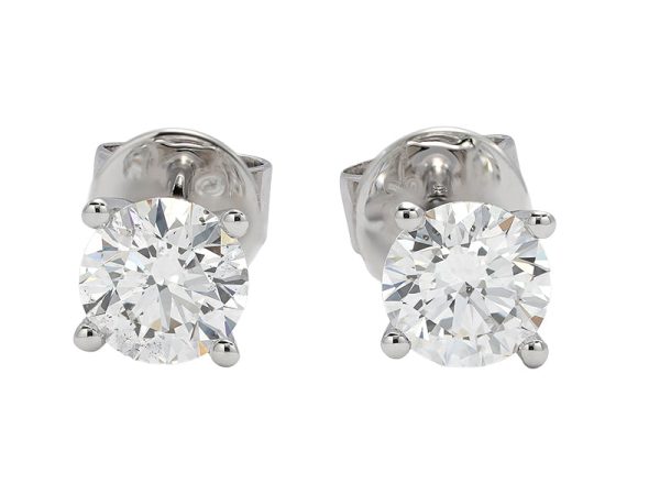 18K white gold diamond earrings, front view 18K white gold diamond earrings, front view