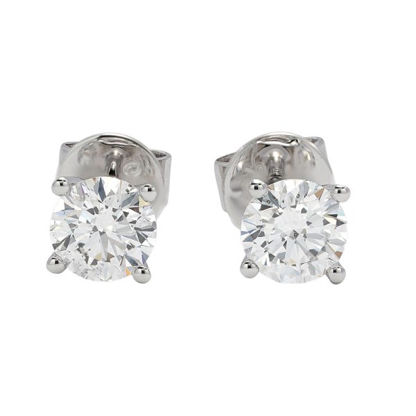 18K white gold diamond earrings, front view