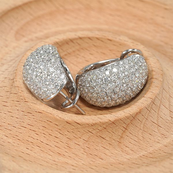18K white gold diamond earrings, worn view