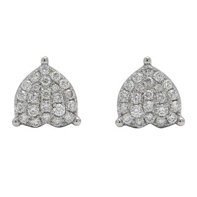 18K white gold diamond earrings, front view
