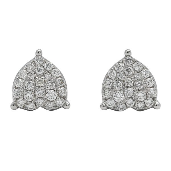 18K white gold diamond earrings, front view