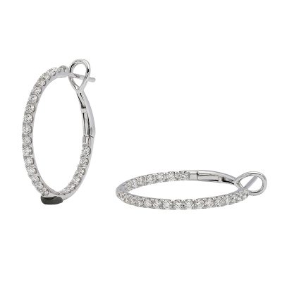 18K white gold diamond earrings, angle view 18K white gold diamond earrings, angle view