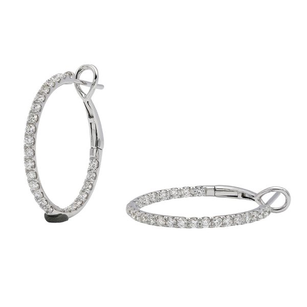 18K white gold diamond earrings, angle view 18K white gold diamond earrings, angle view
