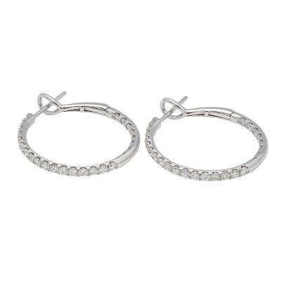 18K white gold diamond earrings, front view 18K white gold diamond earrings, front view