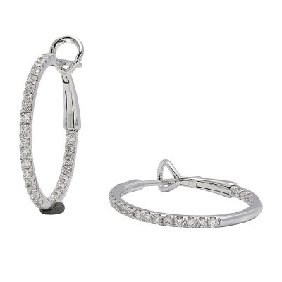 18K white gold diamond earrings, angle view 18K white gold diamond earrings, angle view