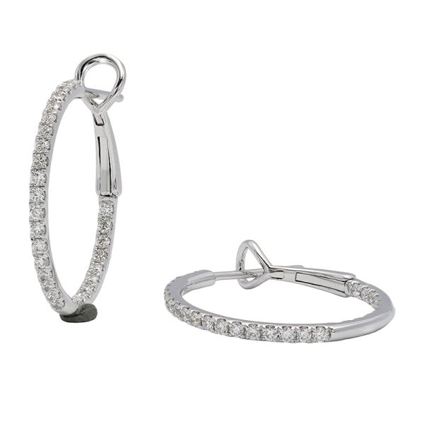 18K white gold diamond earrings, angle view 18K white gold diamond earrings, angle view