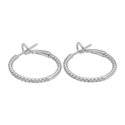 18K white gold diamond earrings, front view 18K white gold diamond earrings, front view