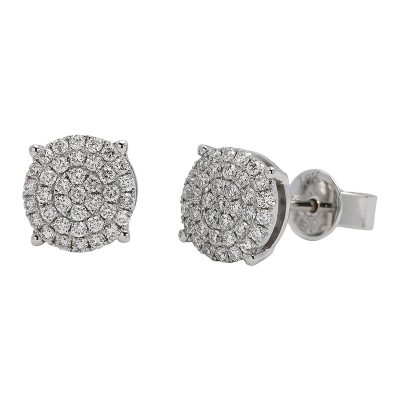 18K white gold diamond earrings, angle view 18K white gold diamond earrings, angle view