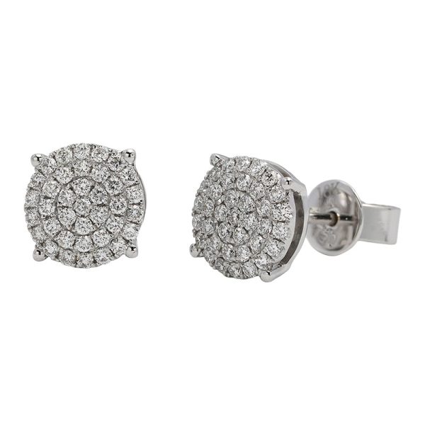18K white gold diamond earrings, angle view 18K white gold diamond earrings, angle view