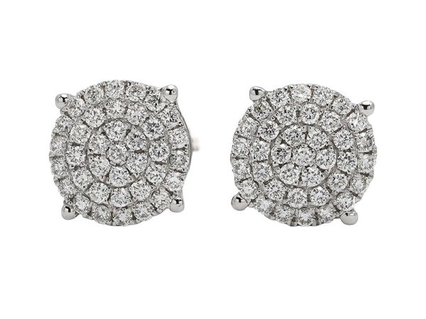 18K white gold diamond earrings, front view 18K white gold diamond earrings, front view