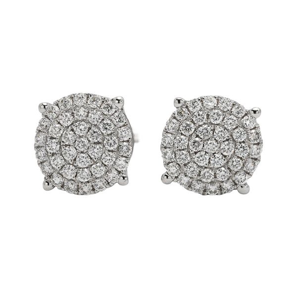 18K white gold diamond earrings, front view 18K white gold diamond earrings, front view