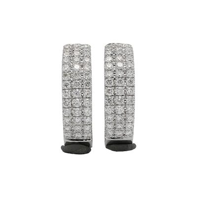 18K white gold diamond earrings, angle view
