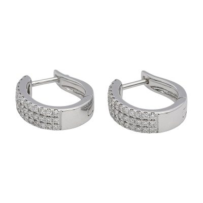 18K white gold diamond earrings, front view