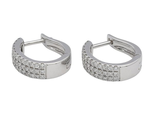 18K white gold diamond earrings, front view 18K white gold diamond earrings, front view