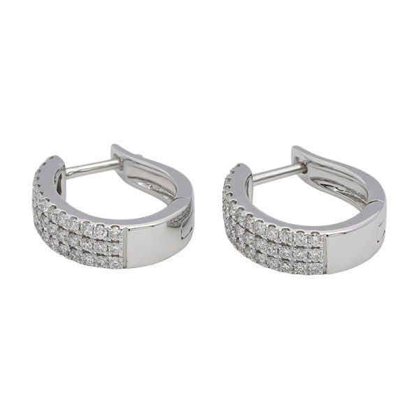 18K white gold diamond earrings, front view