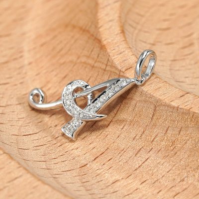 18K white gold diamond pendant, angle view 18K white gold diamond pendant, angle view