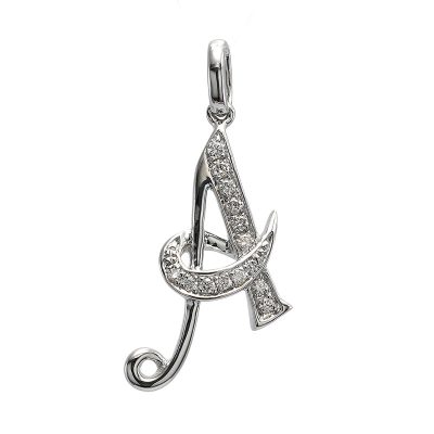 18K white gold diamond pendant, front view 18K white gold diamond pendant, front view