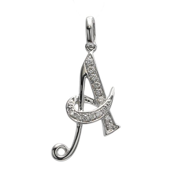 18K white gold diamond pendant, front view 18K white gold diamond pendant, front view