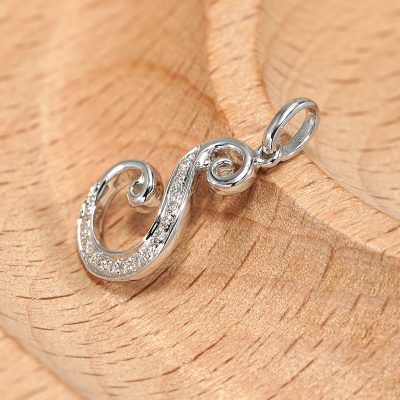 18K white gold diamond pendant, angle view 18K white gold diamond pendant, angle view