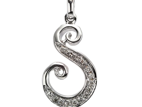 18K white gold diamond pendant, front view