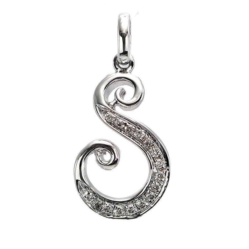 18K white gold diamond pendant, front view