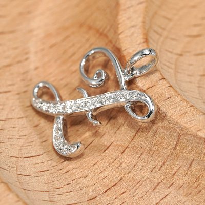 18K white gold diamond pendant, angle view 18K white gold diamond pendant, angle view