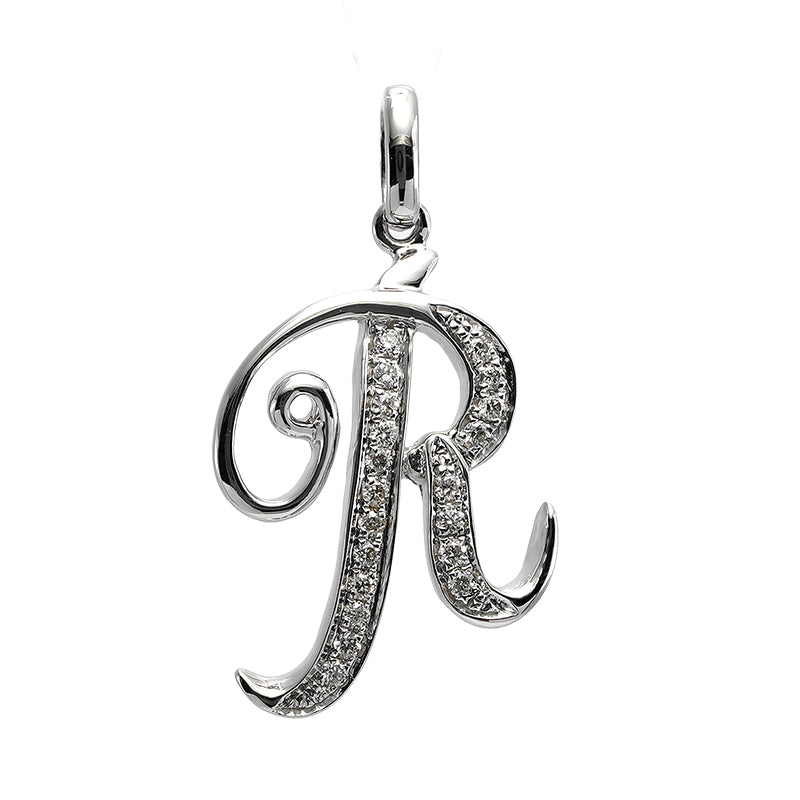 18K white gold diamond pendant, front view