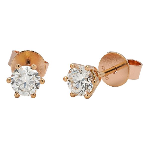 18K yellow gold diamond earrings, angle view 18K yellow gold diamond earrings, angle view