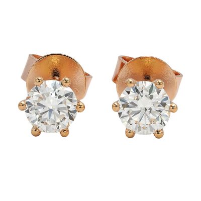 18K yellow gold diamond earrings, front view 18K yellow gold diamond earrings, front view